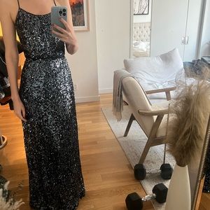 Aiden Mattox Navy Sequin Gown